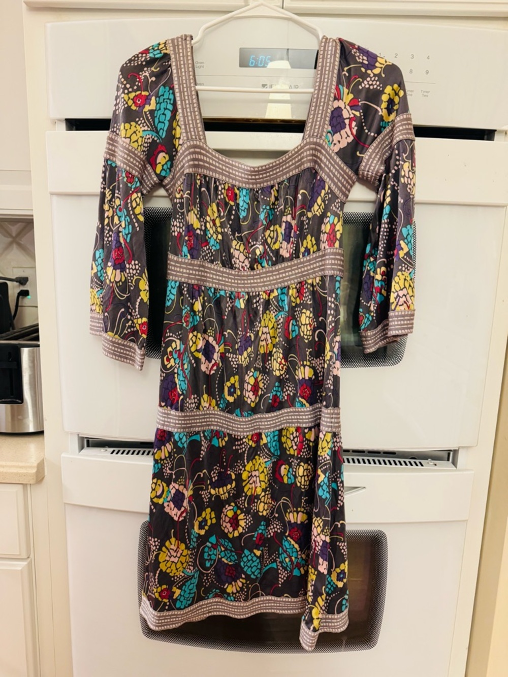 Missoni Multicolor Floral Long-Sleeve Scoop Dress